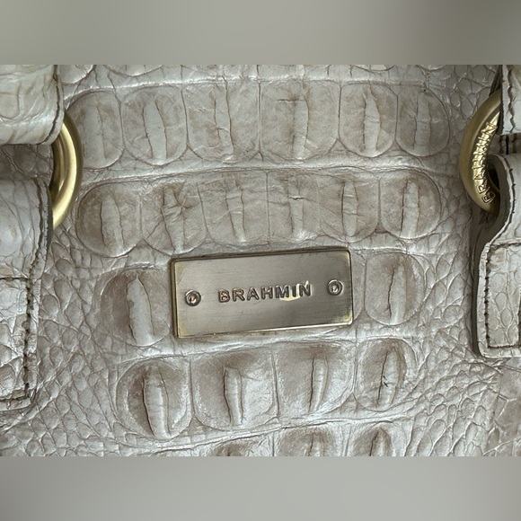 Brahmin Cream Croc Embossed Satchel Tote Purse - Picture 4 of 16